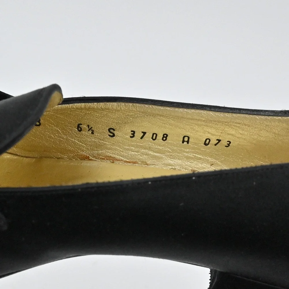 Bruno Magli Crystal Satin Loafers Womens Size 6.5 Black Evening Vintage Italy‎